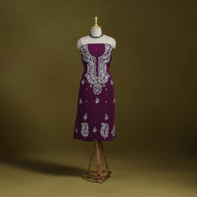 Black - lucknowi chikankari work jacquard unstitched kurta