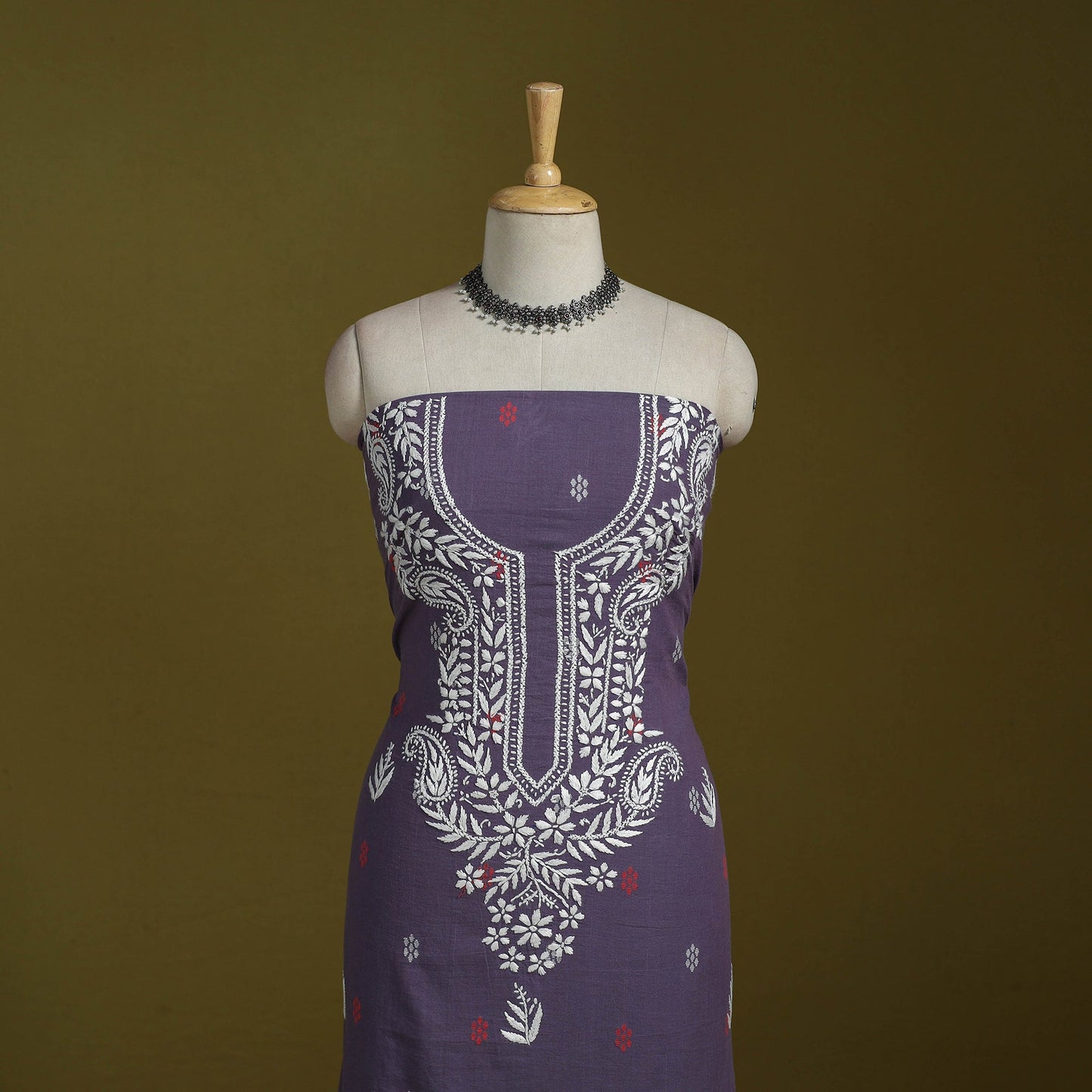 Lucknowi chikankari work jacquard unstitched kurta material