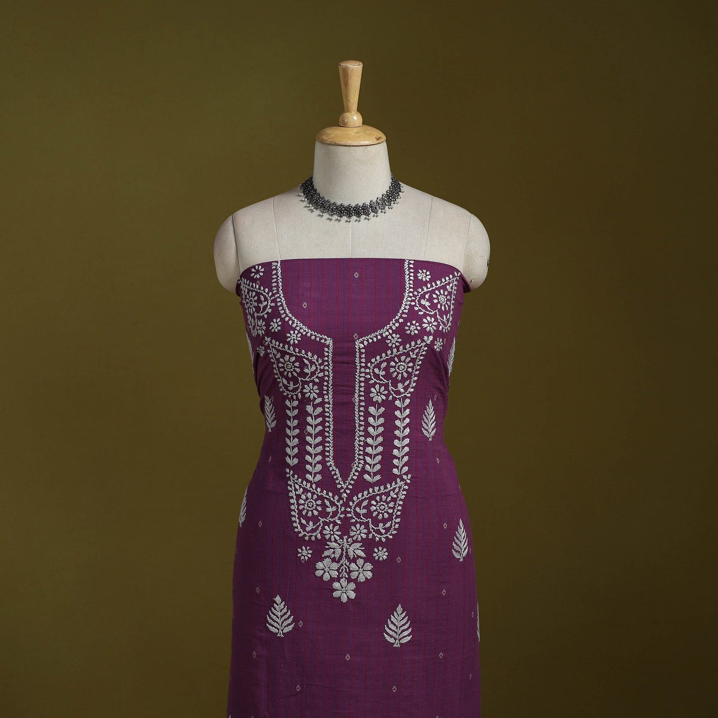 Lucknowi chikankari work jacquard unstitched kurta material