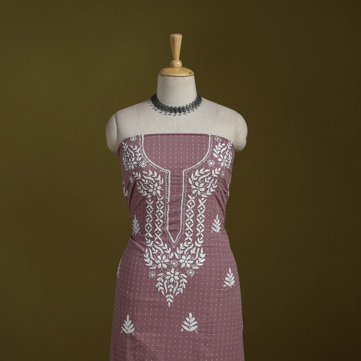 Lucknowi chikankari work jacquard unstitched kurta material