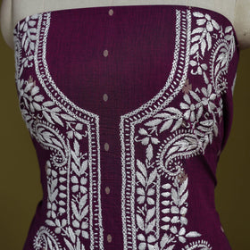 Black - lucknowi chikankari work jacquard unstitched kurta