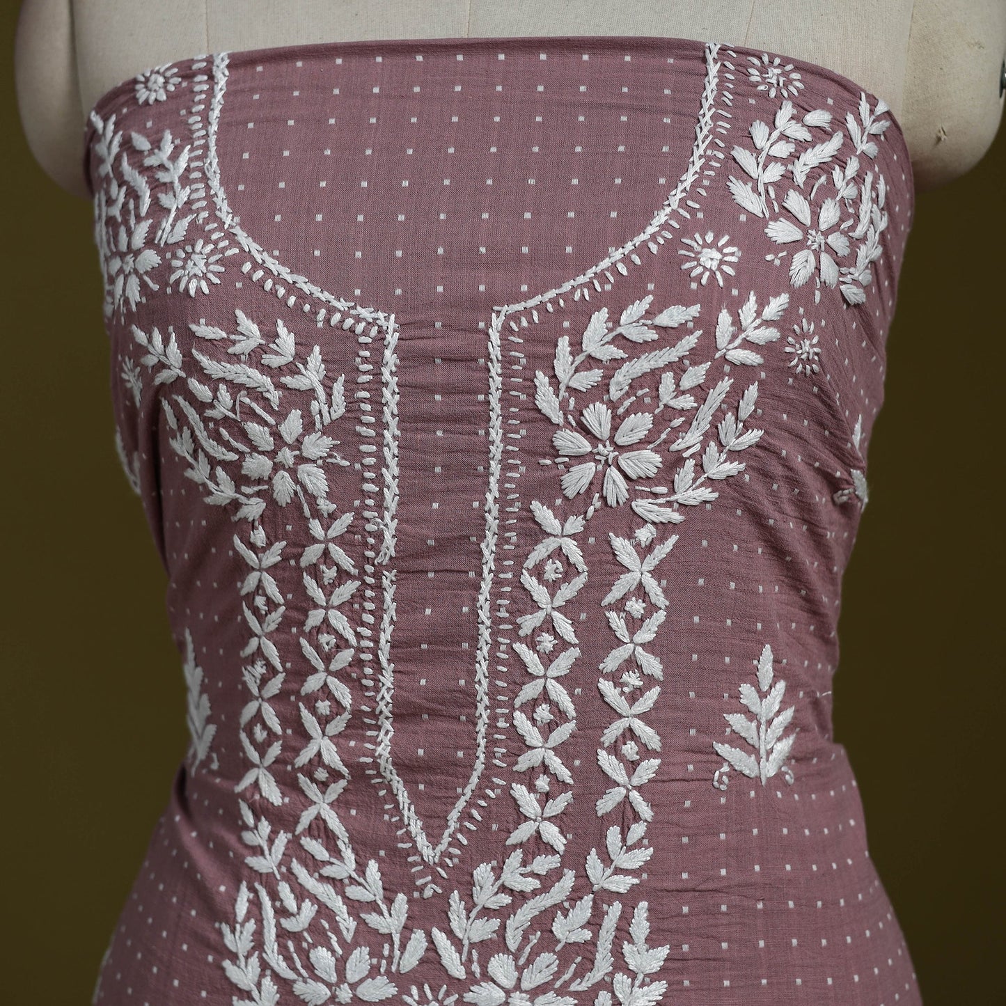 Lucknowi chikankari work jacquard unstitched kurta material