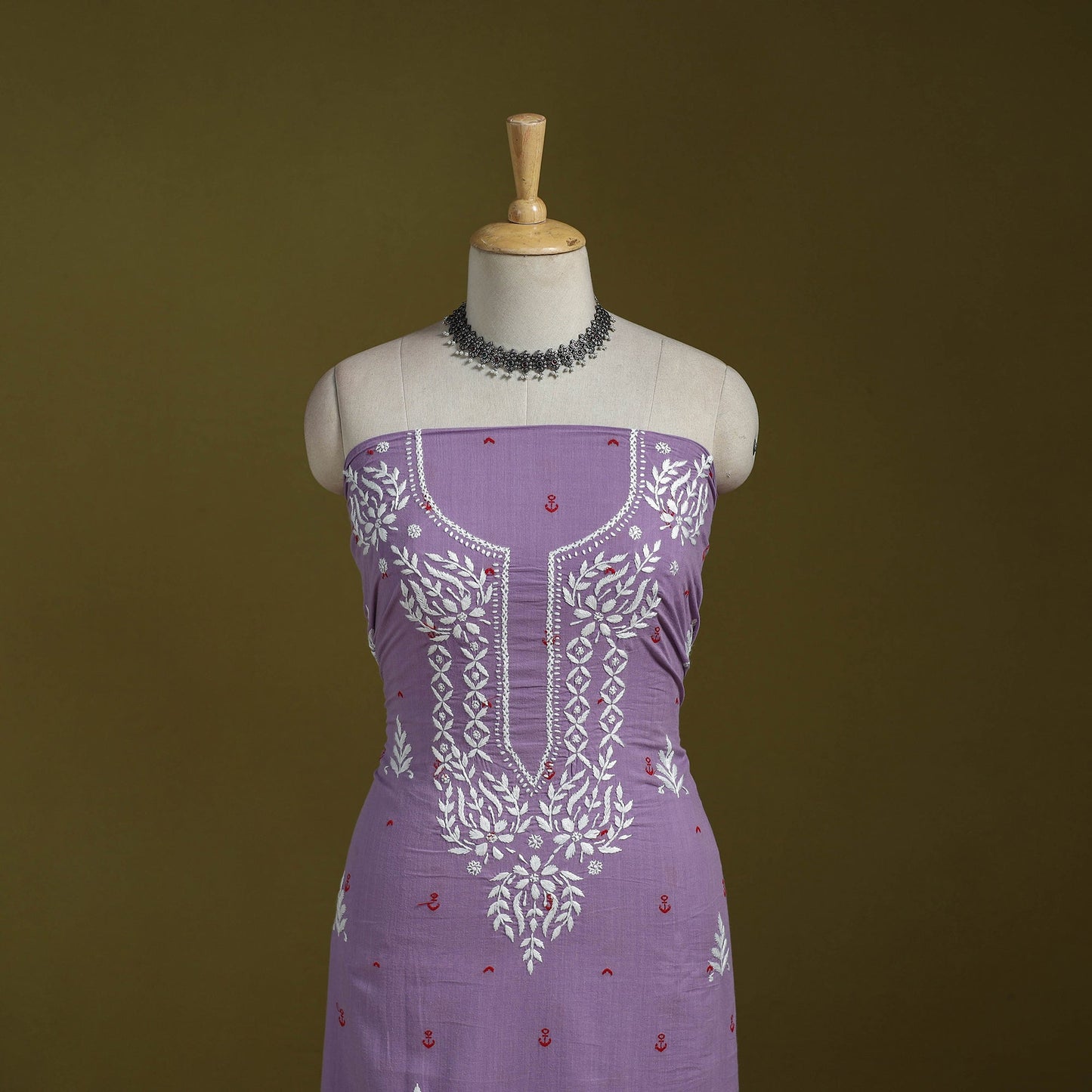 Lucknowi chikankari work jacquard unstitched kurta material