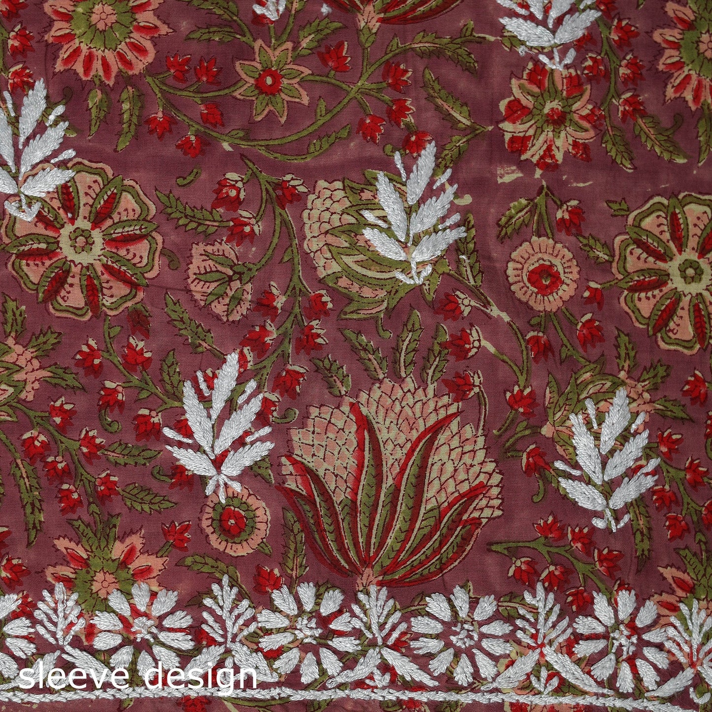 Lucknowi chikankari work sanganeri unstitched kurta