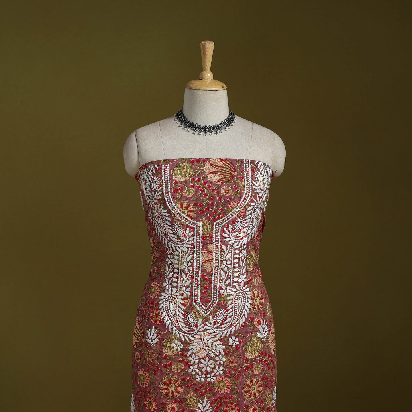 Lucknowi chikankari work sanganeri unstitched kurta