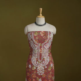 Lucknowi chikankari work sanganeri unstitched kurta