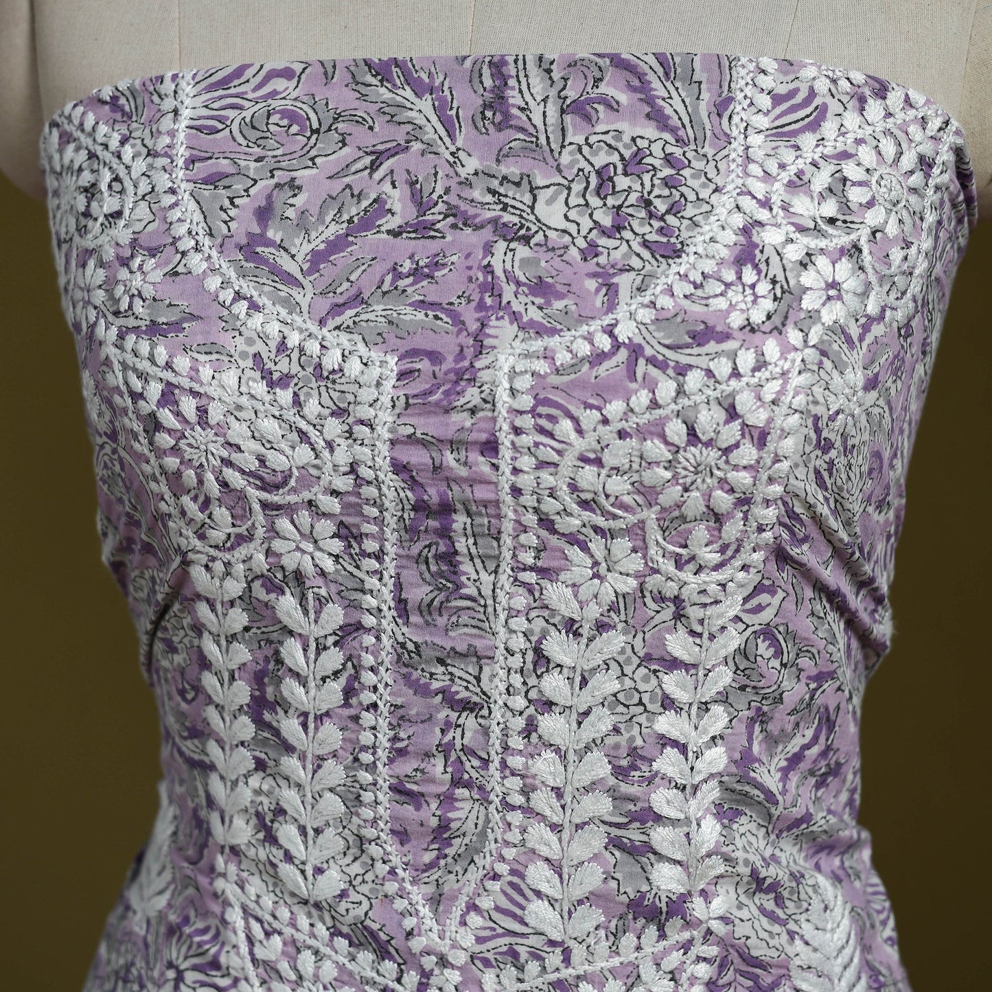 Lucknowi chikankari work sanganeri unstitched kurta