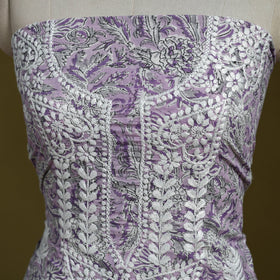 Lucknowi chikankari work sanganeri unstitched kurta
