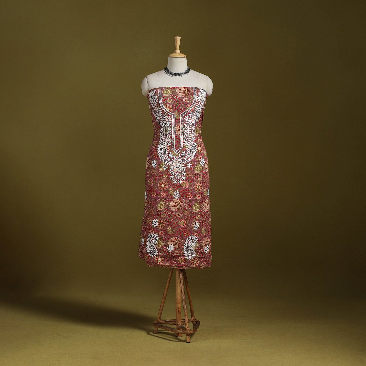 Lucknowi chikankari work sanganeri unstitched kurta