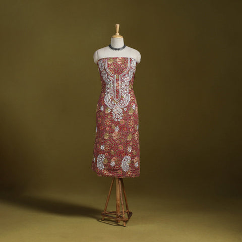 Lucknowi chikankari work sanganeri unstitched kurta