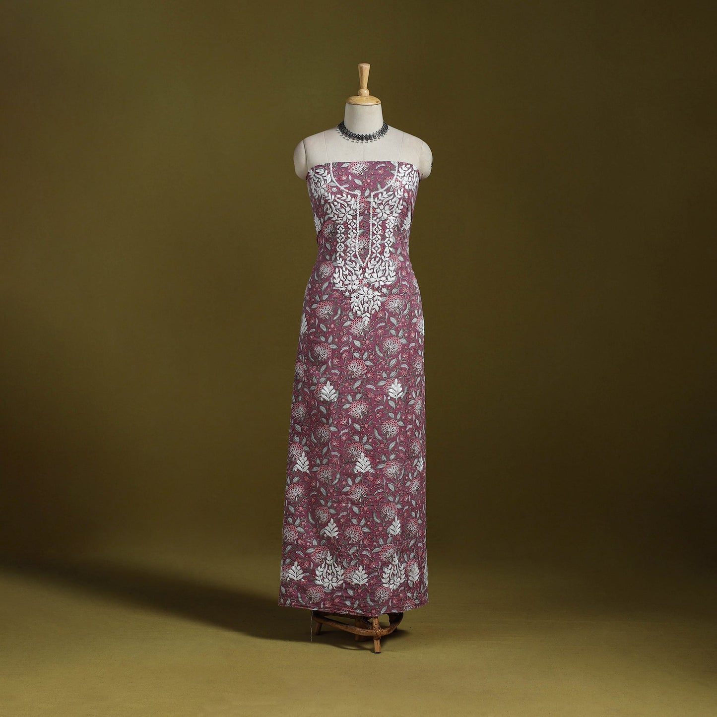 Lucknowi chikankari work sanganeri unstitched kurta