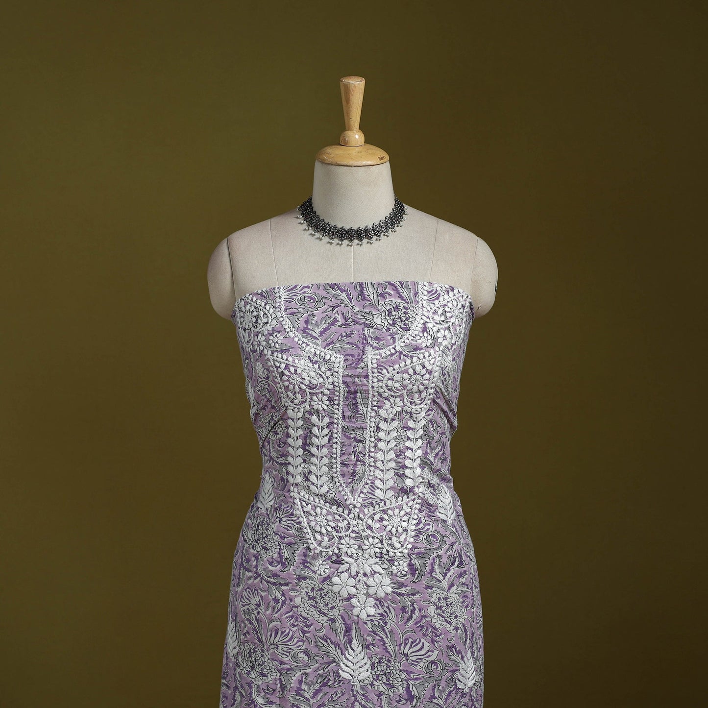 Lucknowi chikankari work sanganeri unstitched kurta