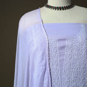 Purple - lucknowi hand embroidered cotton chikankari 3pc