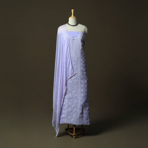 Purple - lucknowi hand embroidered cotton chikankari 3pc