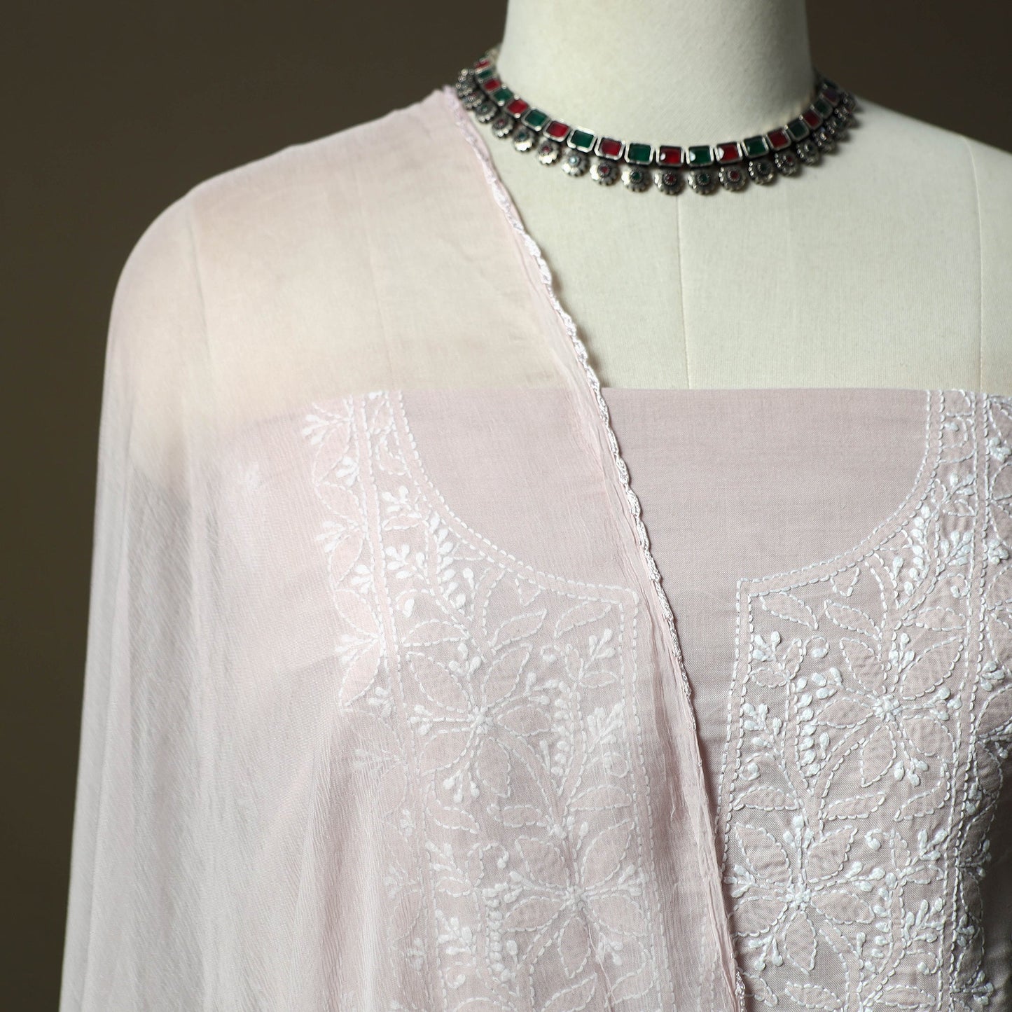 Purple - lucknowi hand embroidered cotton chikankari 3pc