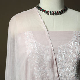 Purple - lucknowi hand embroidered cotton chikankari 3pc