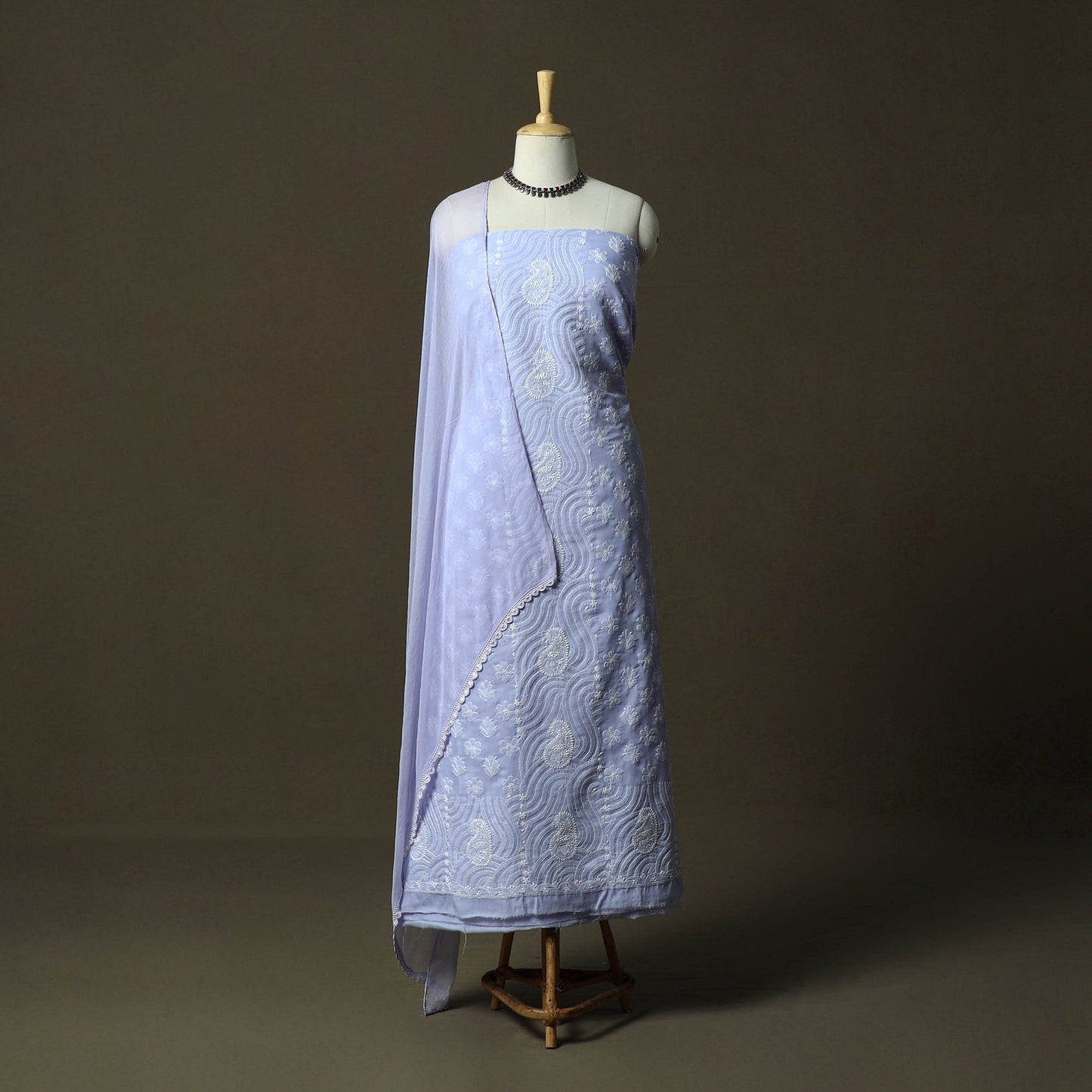 Lucknowi hand embroidered cotton chikankari 3pc unstitched