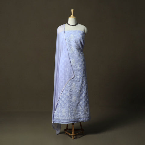 Lucknowi hand embroidered cotton chikankari 3pc unstitched