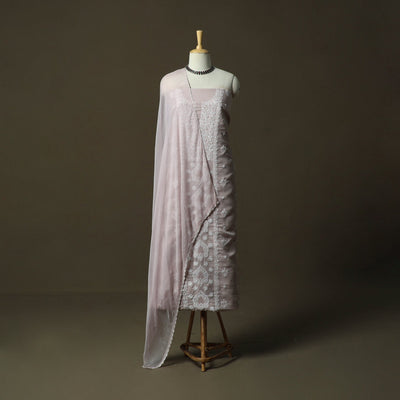 Purple - lucknowi hand embroidered cotton chikankari 3pc