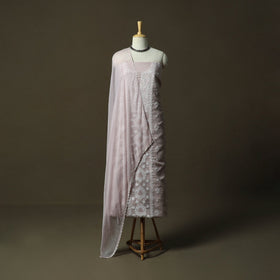 Purple - lucknowi hand embroidered cotton chikankari 3pc