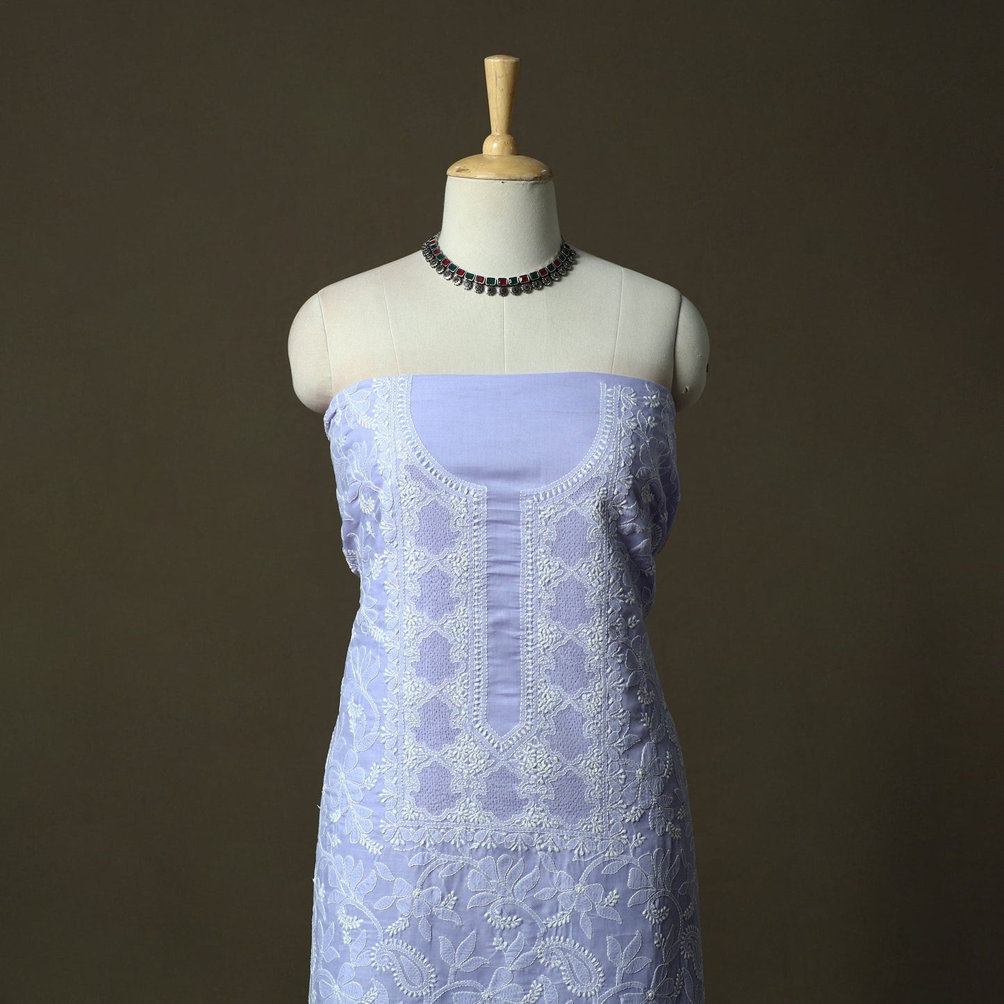 Lucknowi hand embroidered cotton chikankari 3pc unstitched