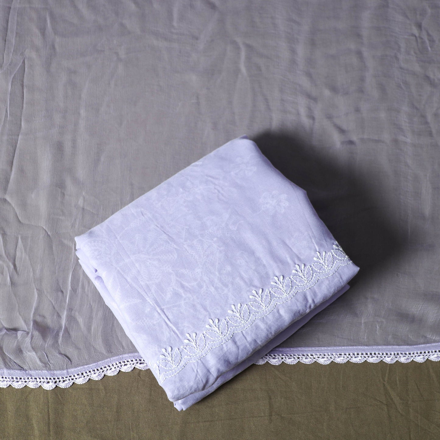 Purple - lucknowi hand embroidered cotton chikankari 3pc