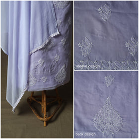 Lucknowi hand embroidered cotton chikankari 3pc unstitched