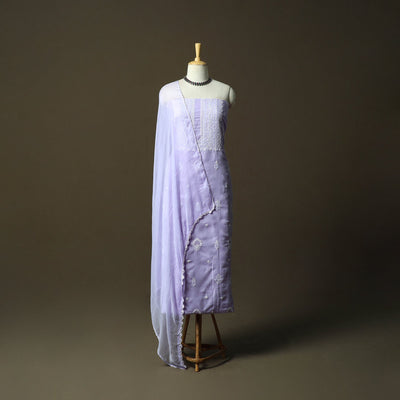 Purple - lucknowi hand embroidered cotton chikankari 3pc