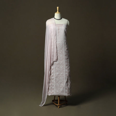 Purple - lucknowi hand embroidered cotton chikankari 3pc