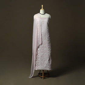 Purple - lucknowi hand embroidered cotton chikankari 3pc