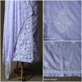 Purple - lucknowi hand embroidered cotton chikankari 3pc
