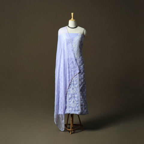 Purple - lucknowi hand embroidered cotton chikankari 3pc