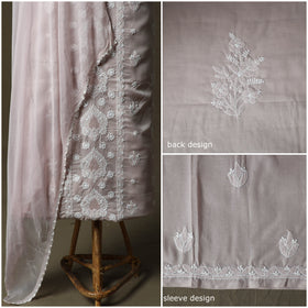 Purple - lucknowi hand embroidered cotton chikankari 3pc
