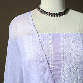 Purple - lucknowi hand embroidered cotton chikankari 3pc