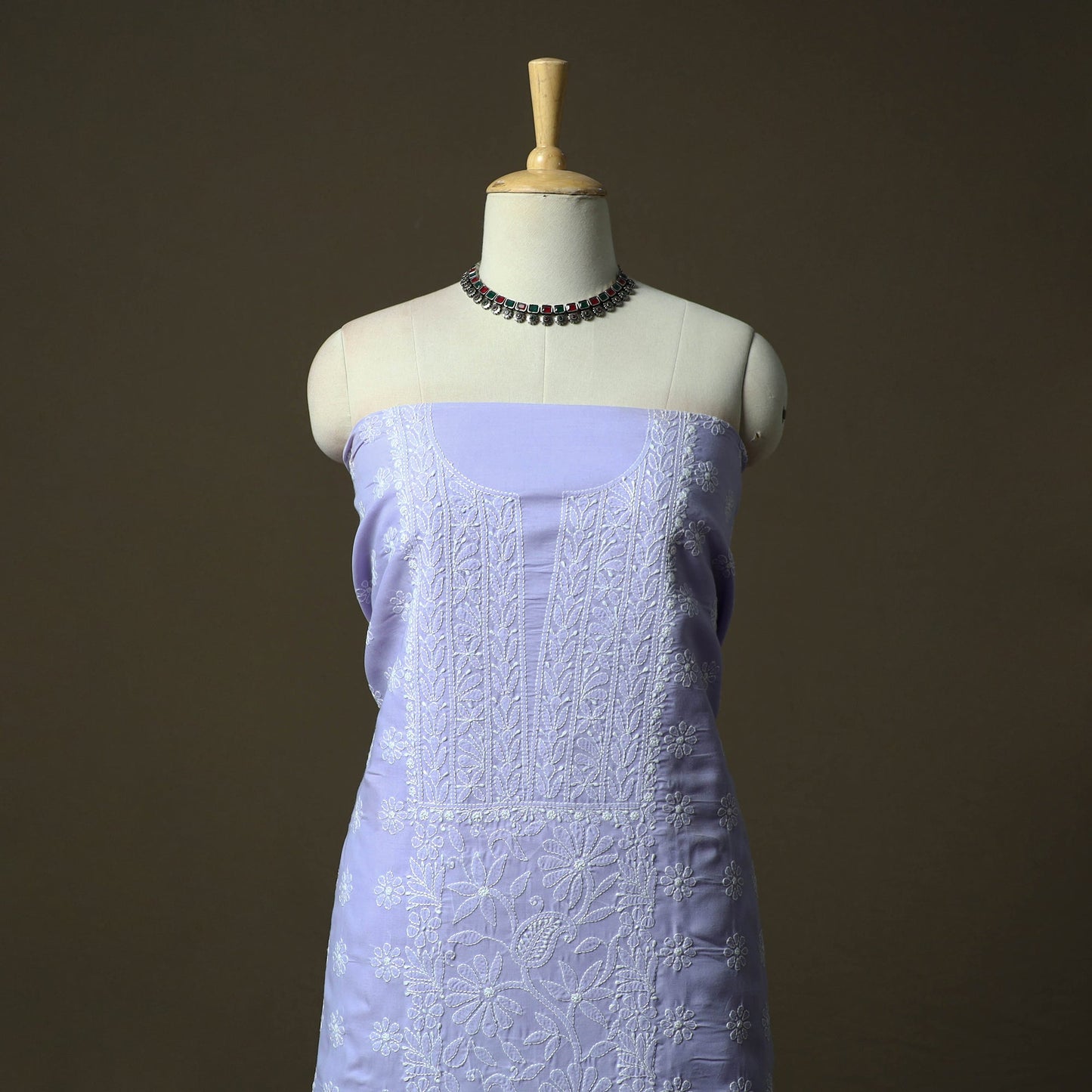 Purple - lucknowi hand embroidered cotton chikankari 3pc