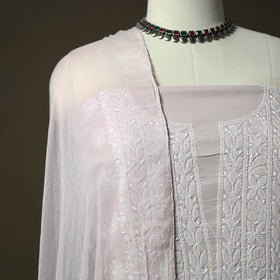 Purple - lucknowi hand embroidered cotton chikankari 3pc