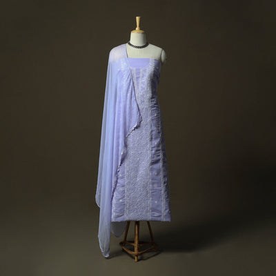 Purple - lucknowi hand embroidered cotton chikankari 3pc