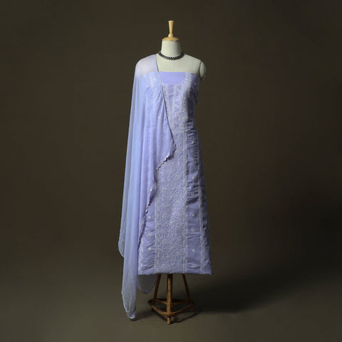 Purple - lucknowi hand embroidered cotton chikankari 3pc