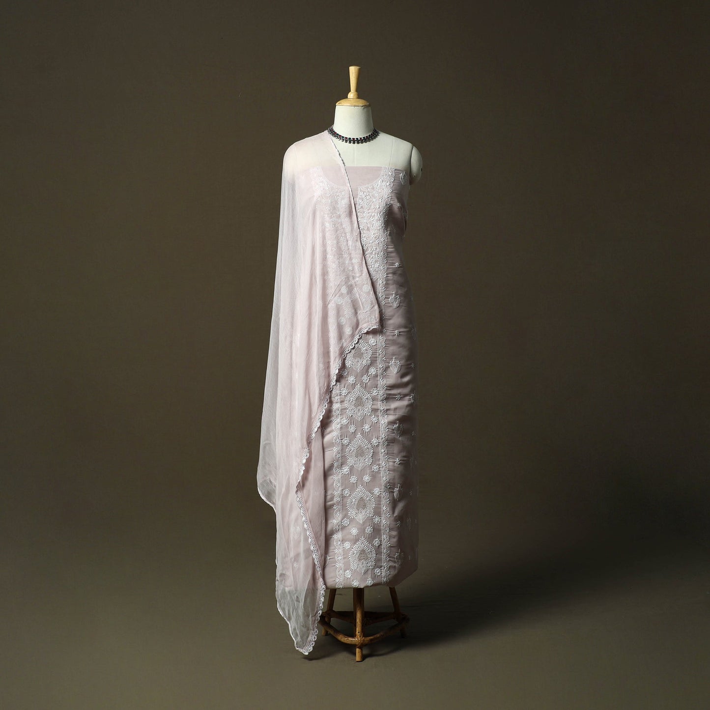 Purple - lucknowi hand embroidered cotton chikankari 3pc