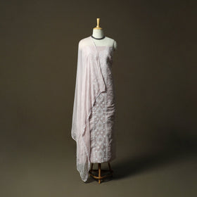 Purple - lucknowi hand embroidered cotton chikankari 3pc