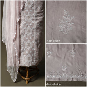 Purple - lucknowi hand embroidered cotton chikankari 3pc