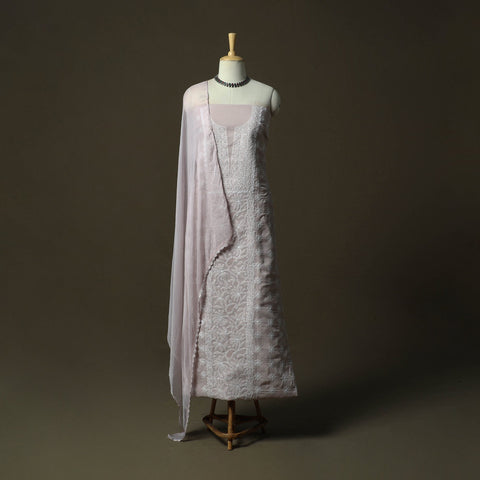 Purple - lucknowi hand embroidered cotton chikankari 3pc