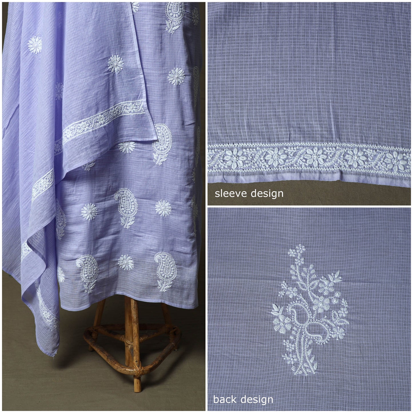 Lucknowi hand embroidered kota doria cotton chikankari 2pc