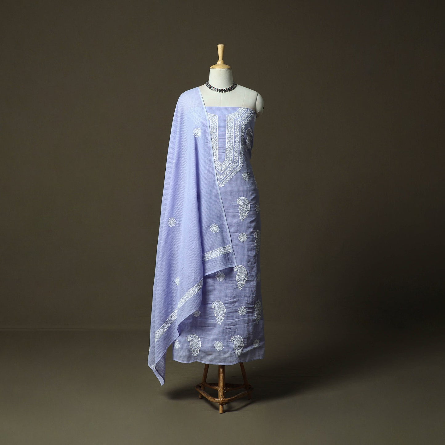 Lucknowi hand embroidered kota doria cotton chikankari 2pc