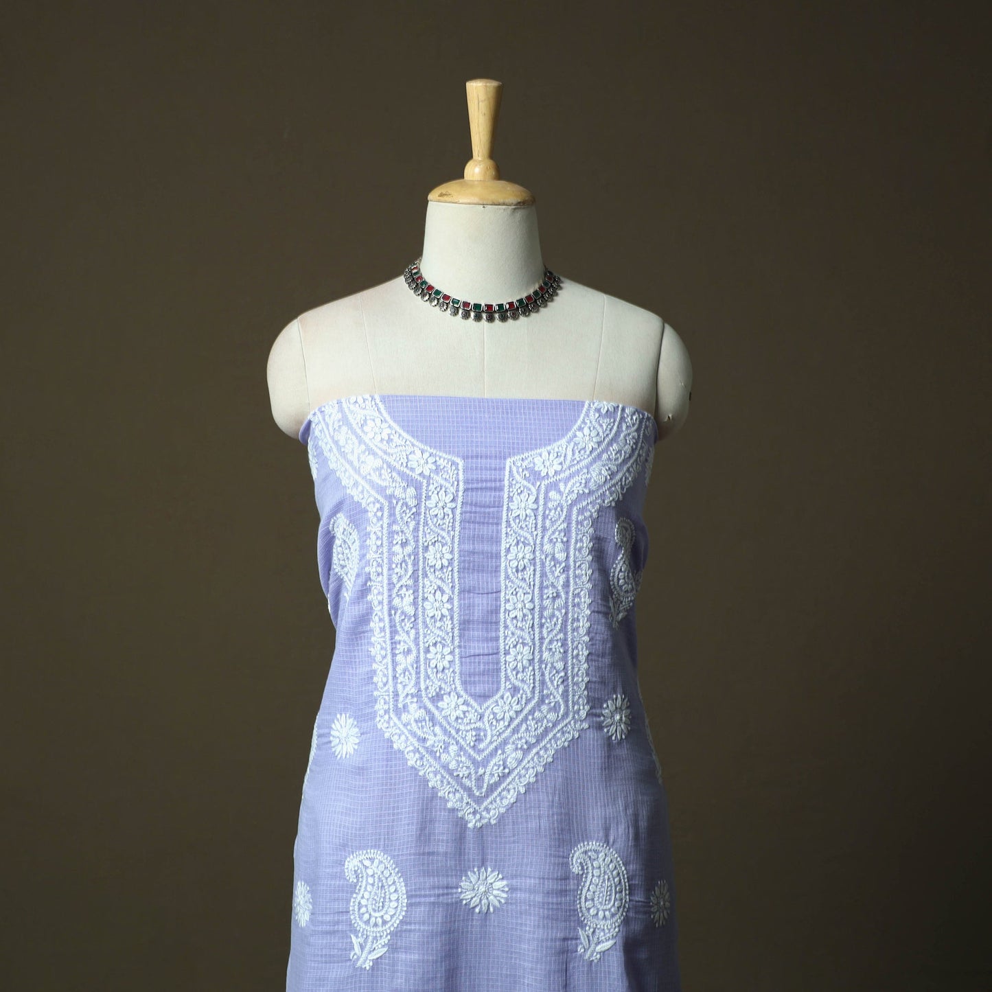 Lucknowi hand embroidered kota doria cotton chikankari 2pc
