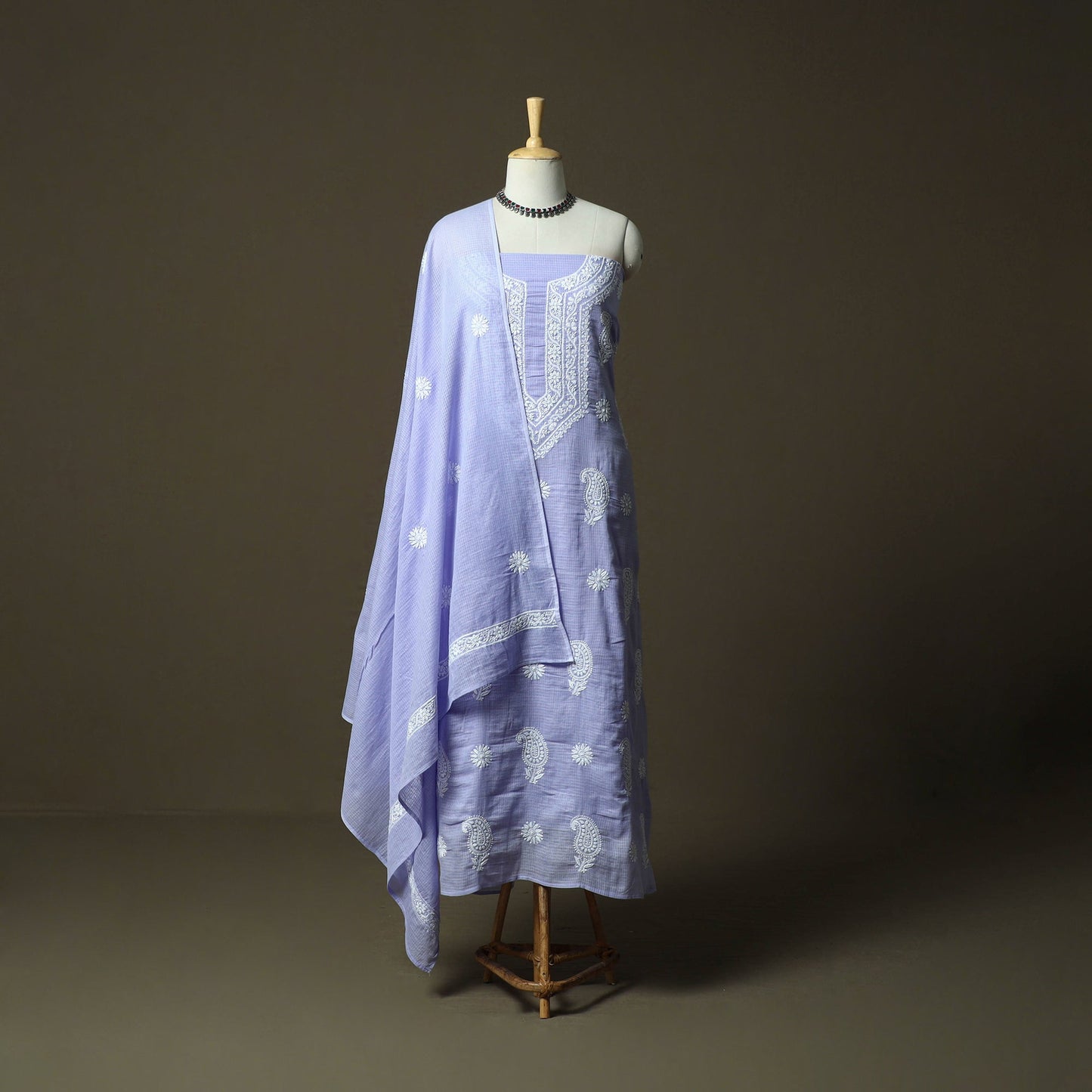 Lucknowi hand embroidered kota doria cotton chikankari 2pc