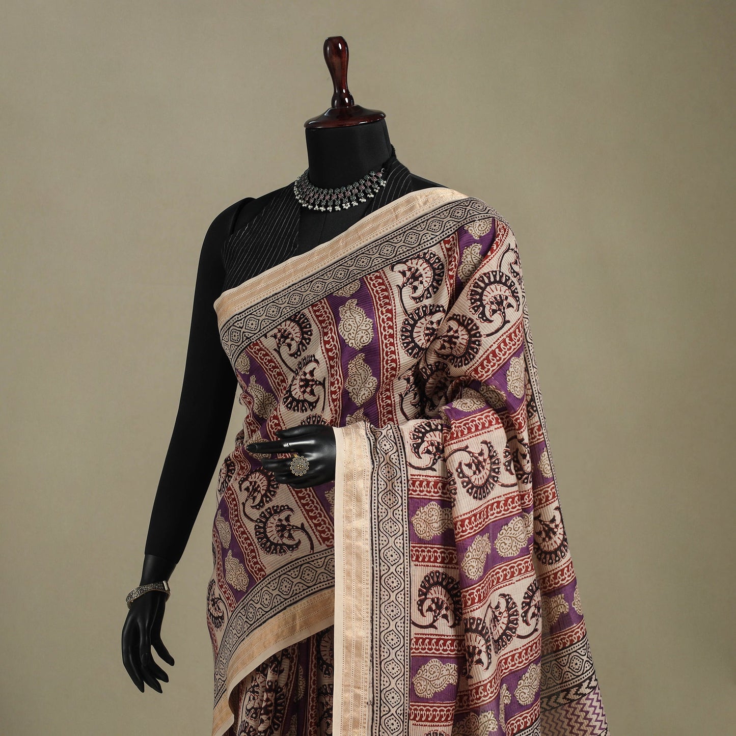 Purple - handloom maheshwari silk bagh saree 05
