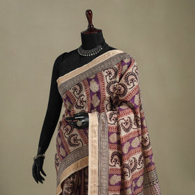 Purple - handloom maheshwari silk bagh saree 05