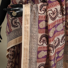 Purple - handloom maheshwari silk bagh saree 05