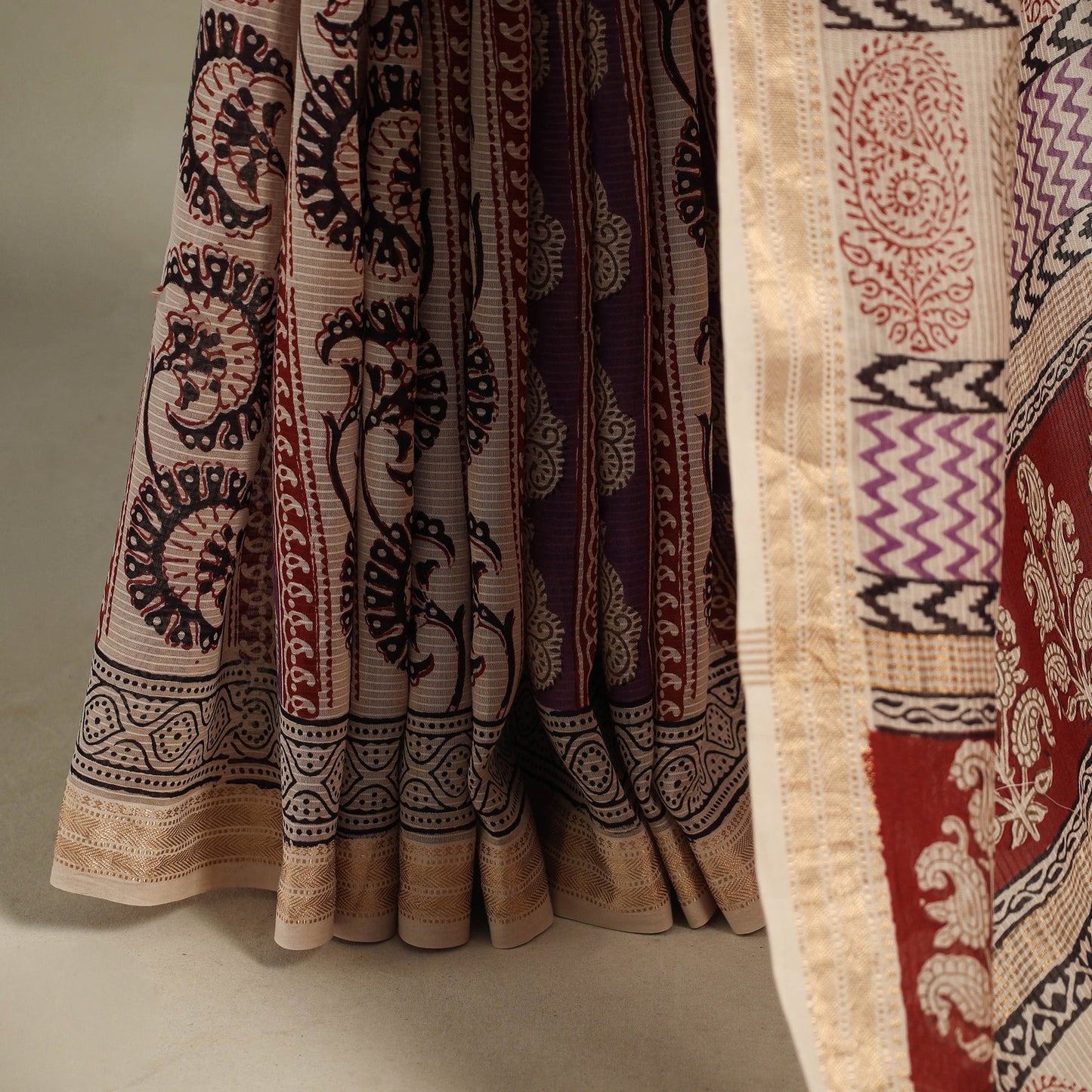 Purple - handloom maheshwari silk bagh saree 05